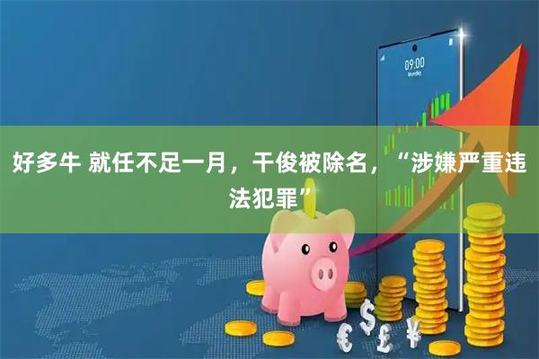 好多牛 就任不足一月，干俊被除名，“涉嫌严重违法犯罪”