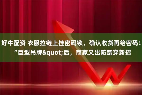 好牛配资 衣服拉链上挂密码锁，确认收货再给密码！ “巨型吊牌"后，商家又出防蹭穿新招